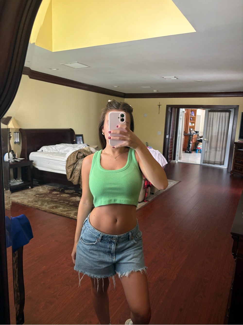 Signature 8 green ribbed tank top